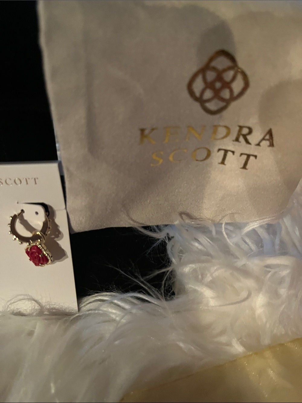 Kendra Scott Gold Hoops with Red Rose Charms also have matching necklace in my c - Picture 2 of 3